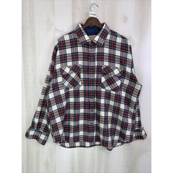 Vintage 70s-80s Arrow Sportswear Red Plaid Flannel Shirt Mens XL Long Sleeve - Picture 1 of 8